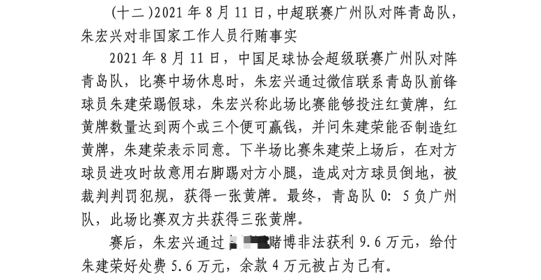 網(wǎng)傳判決書：青島球員朱建榮故意踢對(duì)方小腿，染黃收5.6萬好處費(fèi)