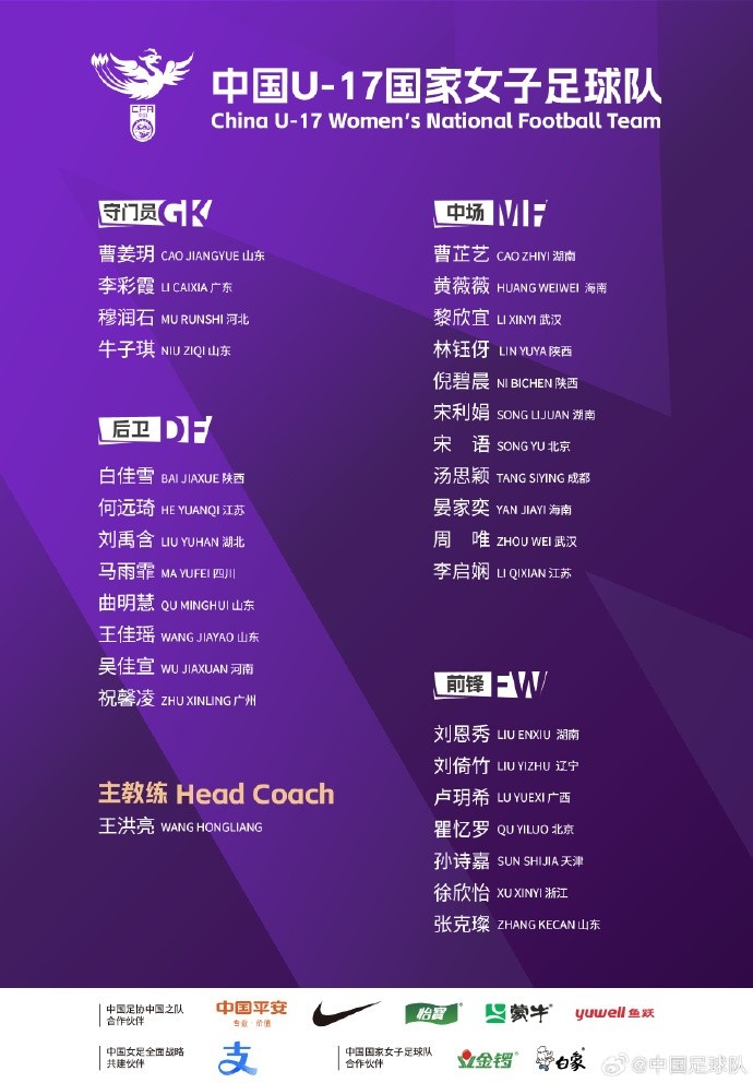 U17女足30人將在蘇州集訓備戰(zhàn)世界杯，姜寧、朱挺擔任訓練員